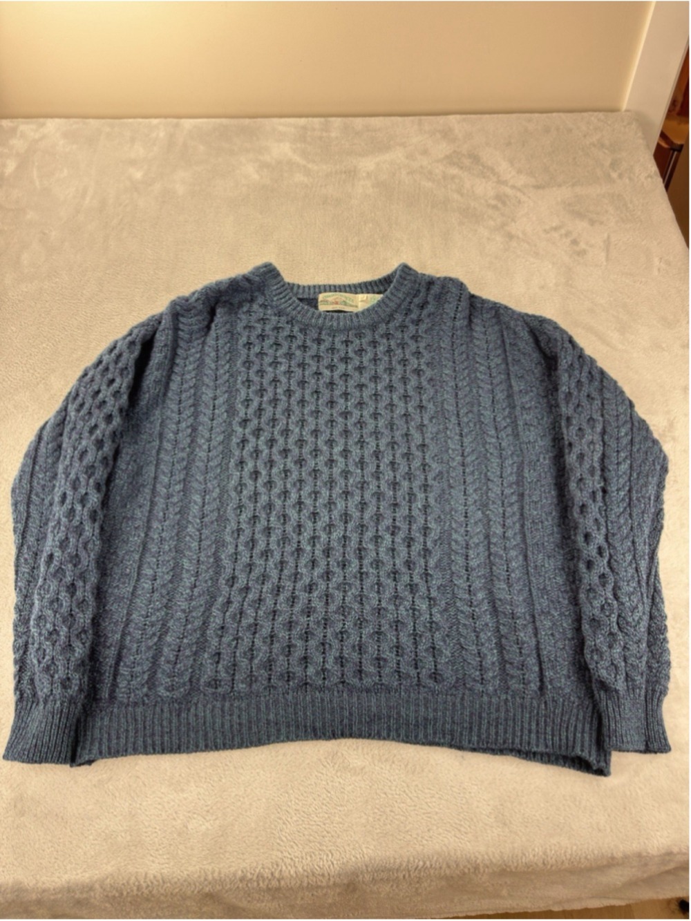 Aran Crafts Ireland Men's XL Blue 100% Merino Wool Sweater